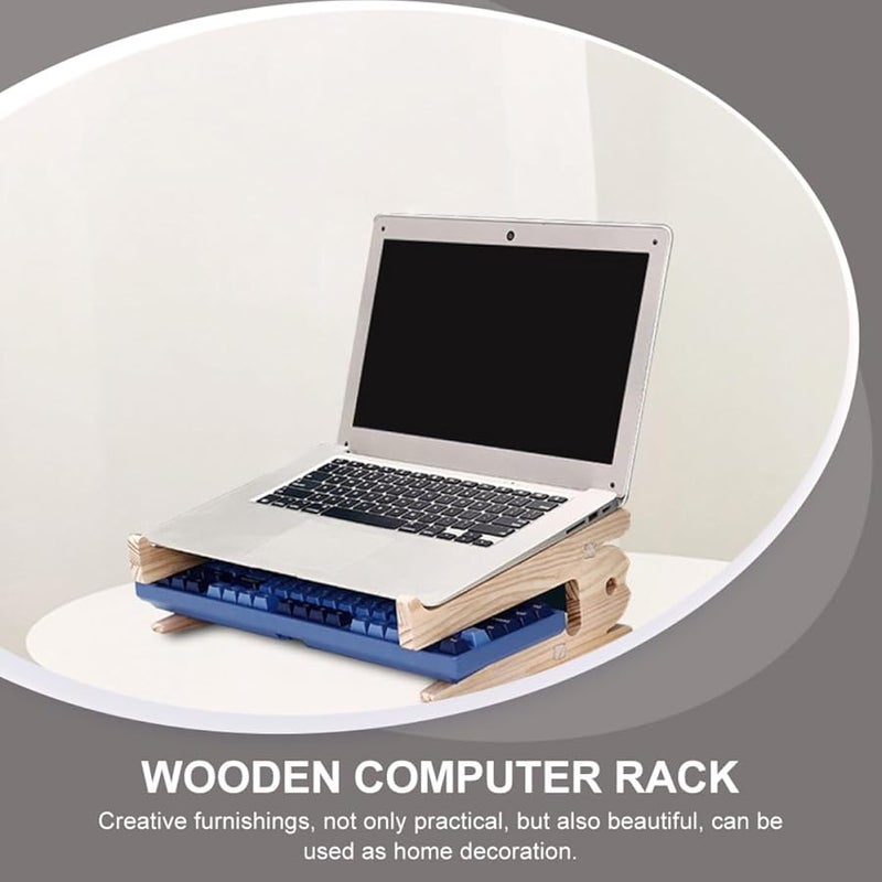 Wooden Laptop Cooling Stand Dual Layer Holder for 15 to 17 6 Inch Notebooks - Image 5